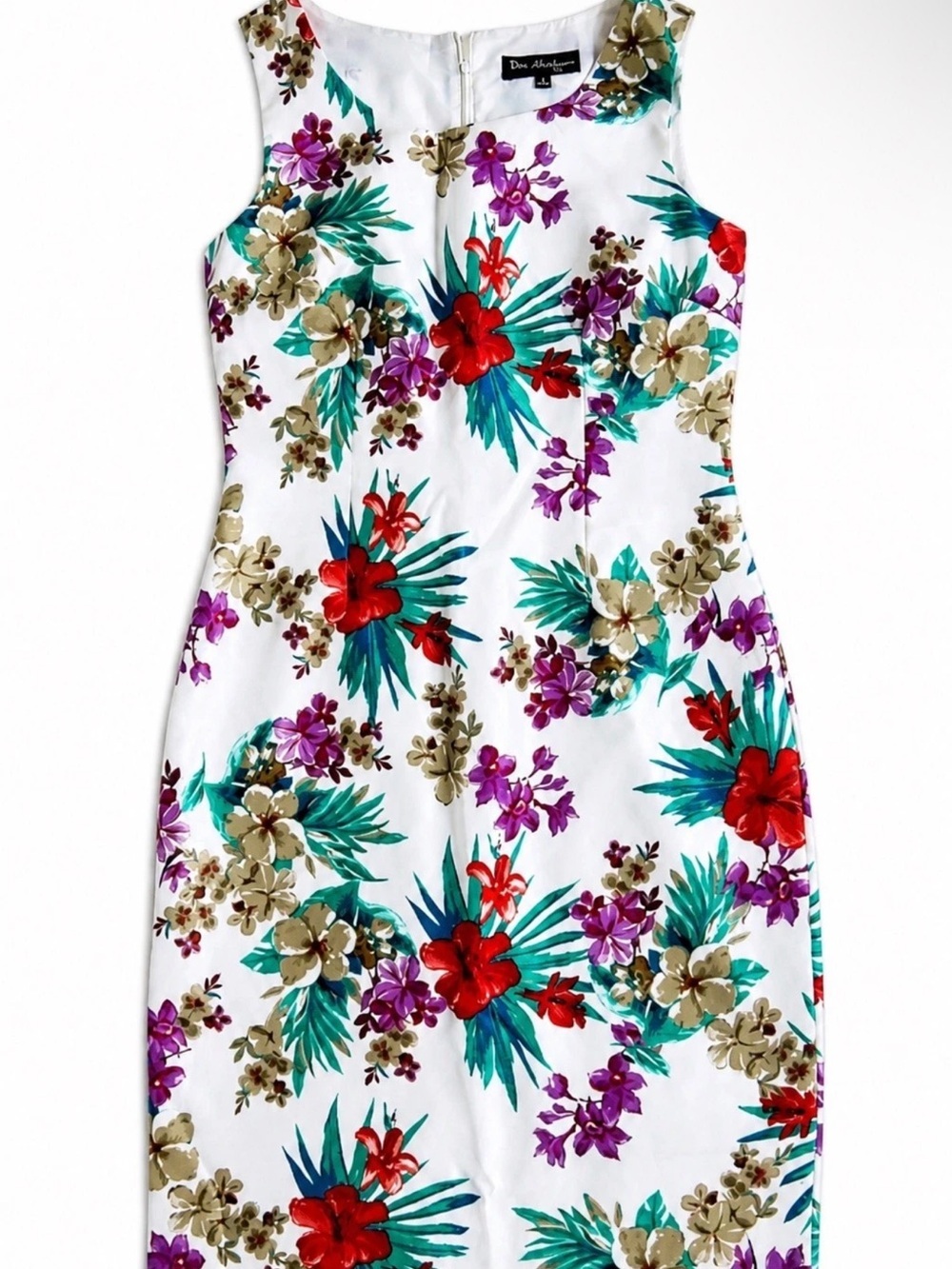White Floral Mini Dress with Red & Purple Blooms - Picture 2 of 4
